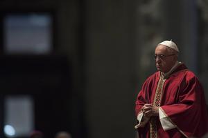 Pope Francis celebrates Good Friday with the veneration of the cross at St. Peter's Basilica on March 25, 2016.