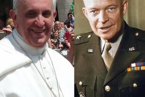 Pope Francis has warned about arms merchants fueling war, a concern similarly expressed by President Dwight Eisenhower in 1961.