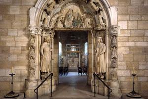 COVERING HISTORY. The doorway of Moutiers-Saint-Jean, the Virgin and Child.  