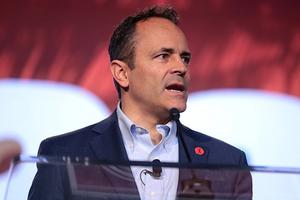 Governor Matt Bevin of Kentucky speaking with attendees at the 2018 Student Action Summit in West Palm Beach, Florida. 