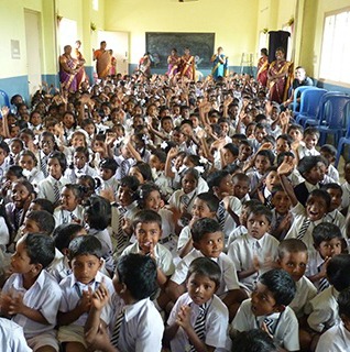 School assembly in Karnataka, India. 