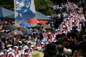 A procession in San Salvador for the beatification Mass of Oscar Romero. 