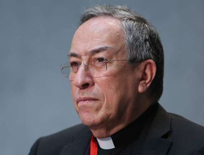 Cardinal Oscar Rodriguez Maradiaga at a press conference May 12, 2015.