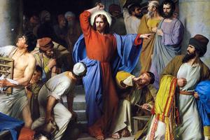 Carl Heinrich Bloch (1834-1890), “Jesus Casting Out The Money Changers at the Temple”