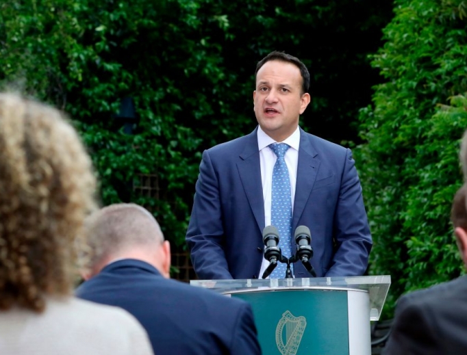 Irish Prime Minister Leo Varadkar speaks at Dublin Castle in Dublin May 26, after the official result in the abortion referendum revealed a decision in favor of repealing the constitutional ban on abortions. 