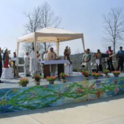 Mass was celebrated by Birmingham’s Bishop Robert Baker for the first anniversary of Our Lady of Joyful Hope.