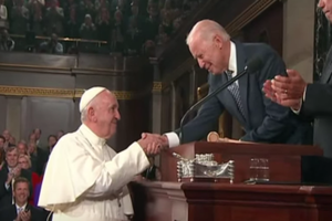 Vice President Biden welcoming Pope Francis to the Senate, Sept. 2015. 