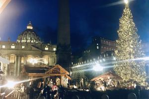 The Nativity scene inside St. Peter's Square. 