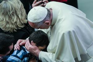 Pope Francis blesses the sick and disabled at the general audience at the Paul VI Hall in Vatican City, Nov. 30, 2016.
