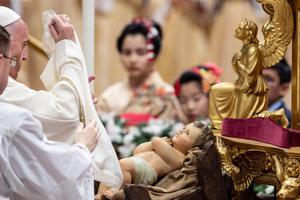 Pope Francis celebrates Midnight Mass on the Solemnity of the Nativity of the Lord, December 24, 2019.