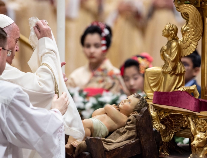 Pope Francis celebrates Midnight Mass on the Solemnity of the Nativity of the Lord, December 24, 2019.