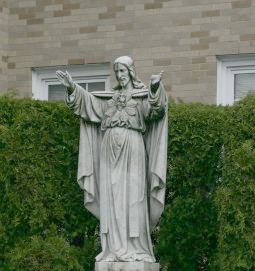 Statue of Jesus at the rectory of Sacred Heart Parish in Watertown, Mass.