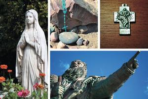 Clockwise from left: The Blessed Mother, St. Christopher and St. Brendan are patrons of summer pastimes.