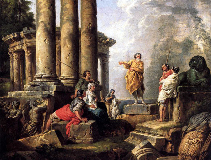 Giovanni Paolo Panini, “Ruins With St. Paul Preaching”, 1735