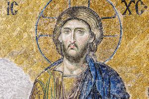 The Christ Pantocrator of the Deesis mosaic in Hagia Sophia