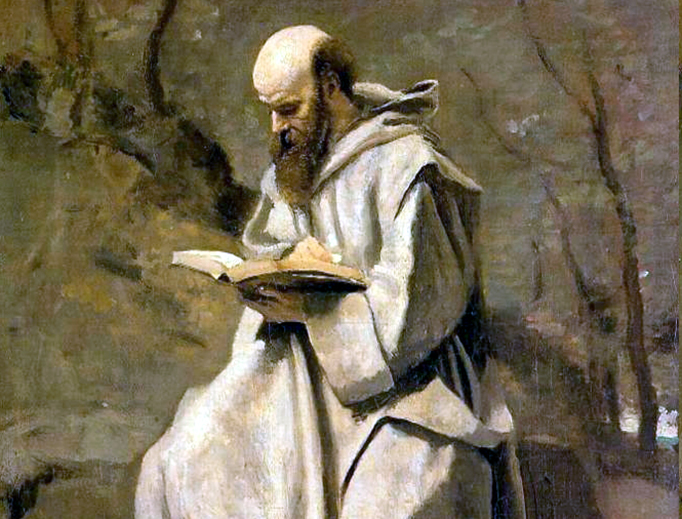 Jean-Baptiste Camille Corot (1796-1875), “Monk in White, Seated, Reading”