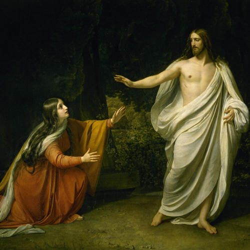 Jesus appearing to Mary Magdalene after his resurrection from the dead, depicted by Alexander Andreyevich Ivanov. Public domain image via Wikipedia