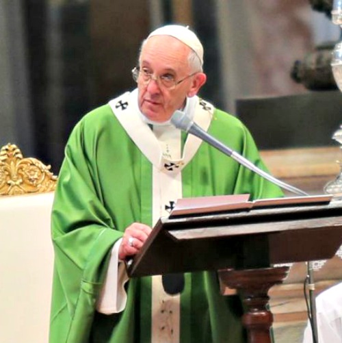 Pope Francis presides at the closing Mass for the Vatican's synod on the family on Oct. 25.
