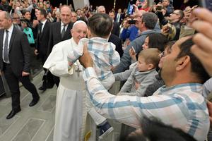 Pope Francis greets pilgrims during his weekly General Audience, January 8, 2019. 