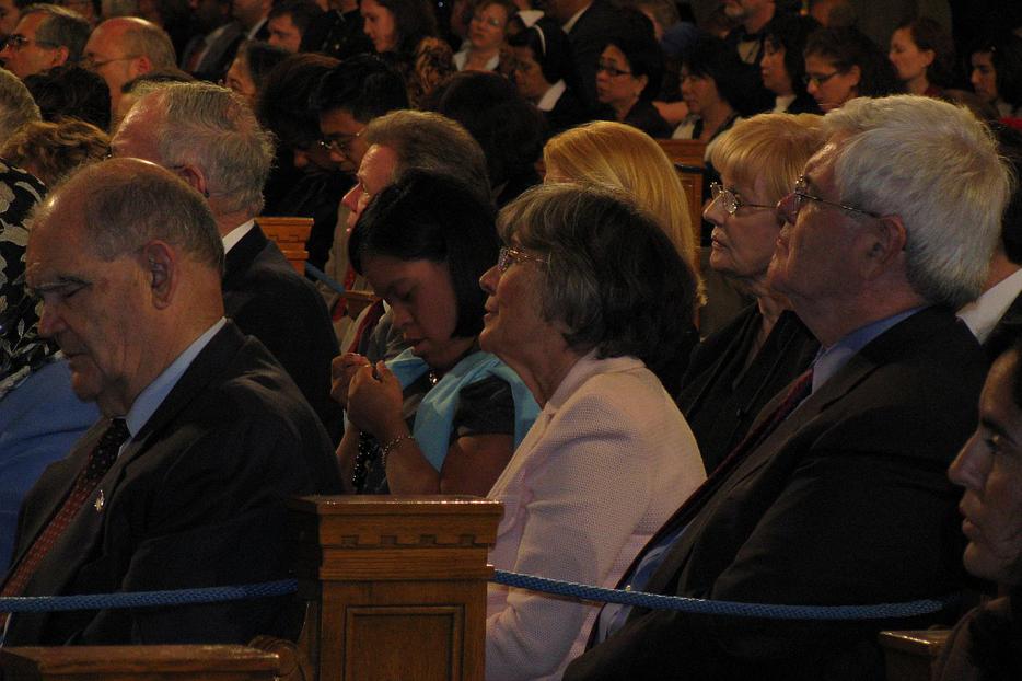 Newt Gingrich listens to Pope Benedict XVI at the Basilica of the National Shrine of the Immaculate Conception in Washington.