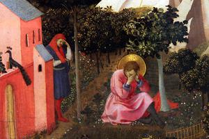 ABOVE: Fra Angelico, “The Conversion of St. Augustine,” ca. 1435. BELOW: Cover of Behold the Pierced One, by Joseph Ratzinger (Ignatius Press).