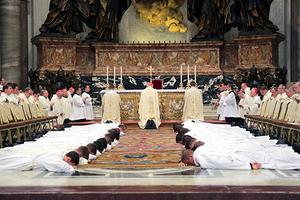 Cardinal Seán Patrick O’Malley, Archbishop of Boston, celebrates the ordination of transitional deacons from the Pontifical North American College Sept. 29, 2016, at St. Peter’s Basilica.