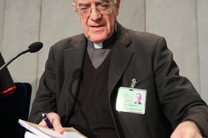  Father Federico Lombardi, head of the Holy See Press Office, at a press conference on the synod on the family on Oct. 23, 2015.


