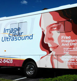 Life Choices' new ultrasound RV parked in Denver on May 31.