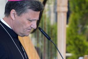 Bishop Mario Grech speaks at a ceremony in Malta, April 23, 2015.
