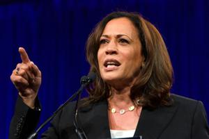 Presidential candidate Kamala Harris speaks at the Democratic National Convention summer session in San Francisco,  on Aug. 23, 2019.