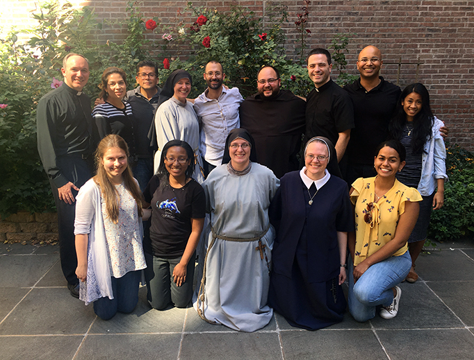 The 2017-18 NYC Samuel Group core team, including Sister Clare (back row, fourth from left) and Edna Augusta (front row, second from left).
