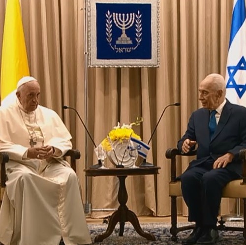 Pope Francis and Israeli President Shimon Peres meet May 26 at the presidential residence in Jerusalem.