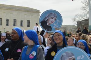 Religious sisters rally in support of the Little Sisters of the Poor outside the Supreme Court on March 23. 
