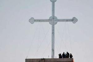 The cross in Telekuf-Tesqopa, near Mosul, Iraq.