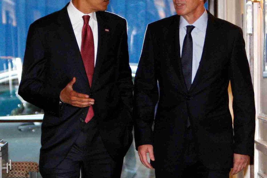 Barack Obama with Tony Blair in July 2008.