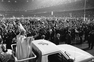 Pope John Paul II at Yankee Stadium, New York City, in October 1979.
