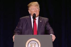President Donald Trump addresses those gathered for the National Prayer Breakfast on Feb. 2.
