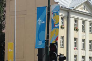 The Divine Mercy saint and founder of World Youth Day, St. John Paul II, were seen all around Krakow. 