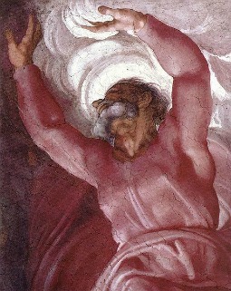 Michelangelo's depiction of God dividing light from darkness, painted on the ceiling of the Sistine Chapel