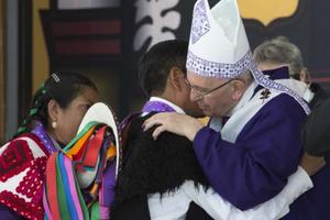 Pope Francis celebrates Mass with representatives of the indigenous communities of Chiapas in San Cristóbal de Las Casas on Feb. 15, 2016.