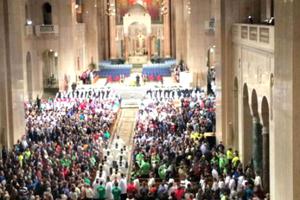 Pilgrims for the annual March for Life attend Mass Jan. 21 at the Basilica of the National Shrine of the Immaculate Conception in Washington.