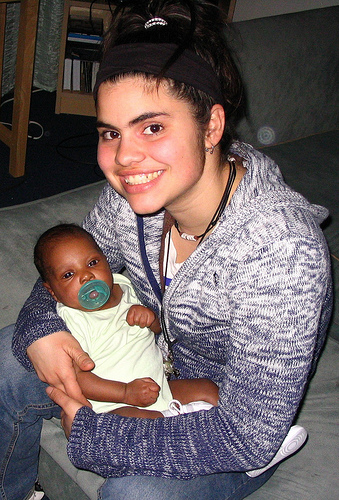 Laura Cartagena with a friend's baby.