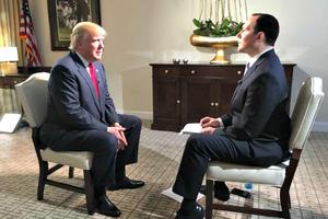 EWTN's Raymond Arroyo interviews Republican presidential candidate Donald Trump on 'The World Over.'