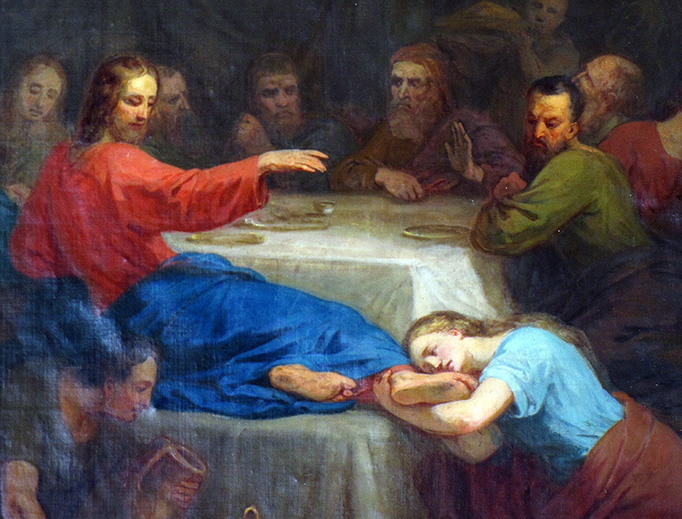 Alsace, Bas-Rhin, Wolxheim, Église Saint-Étienne, Tableau "Repas chez Simon"