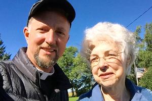 Father Brendan Rolling and his mother