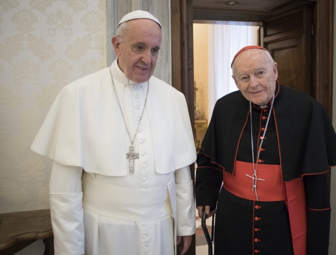 Pope Francis meets with Cardinal Theodore McCarrick July 23.