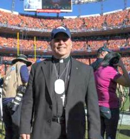 Denver Archbishop Samuel Aquila at the AFC Championship game.