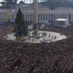 Crowd of pilgrims assembled in St. Peter's Square to hear Pope Francis' Jan. 1 Angelus prayers.