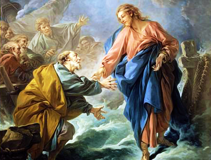 ABOVE: François Boucher, “Saint Peter Attempting to Walk on Water,” 1766. INSET BELOW: YouTube screen capture of Carlos Eire.