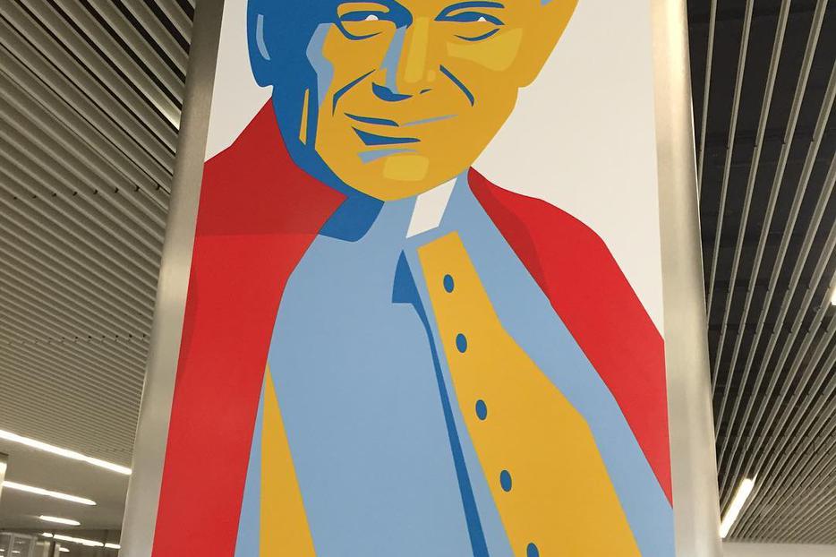 St. John Paul II banner in Krakow, Poland.